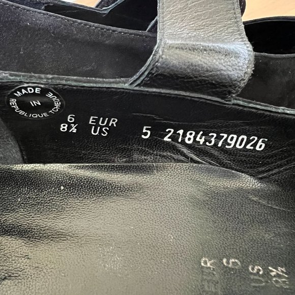 Mephisto Kimona Black Suede Leather Wedge‎ Mary Jane Metal Strap Comfort Shoe - Picture 4 of 11